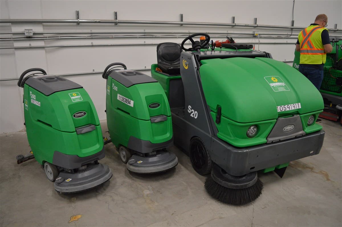 Fleet of commercial floor-cleaning machines